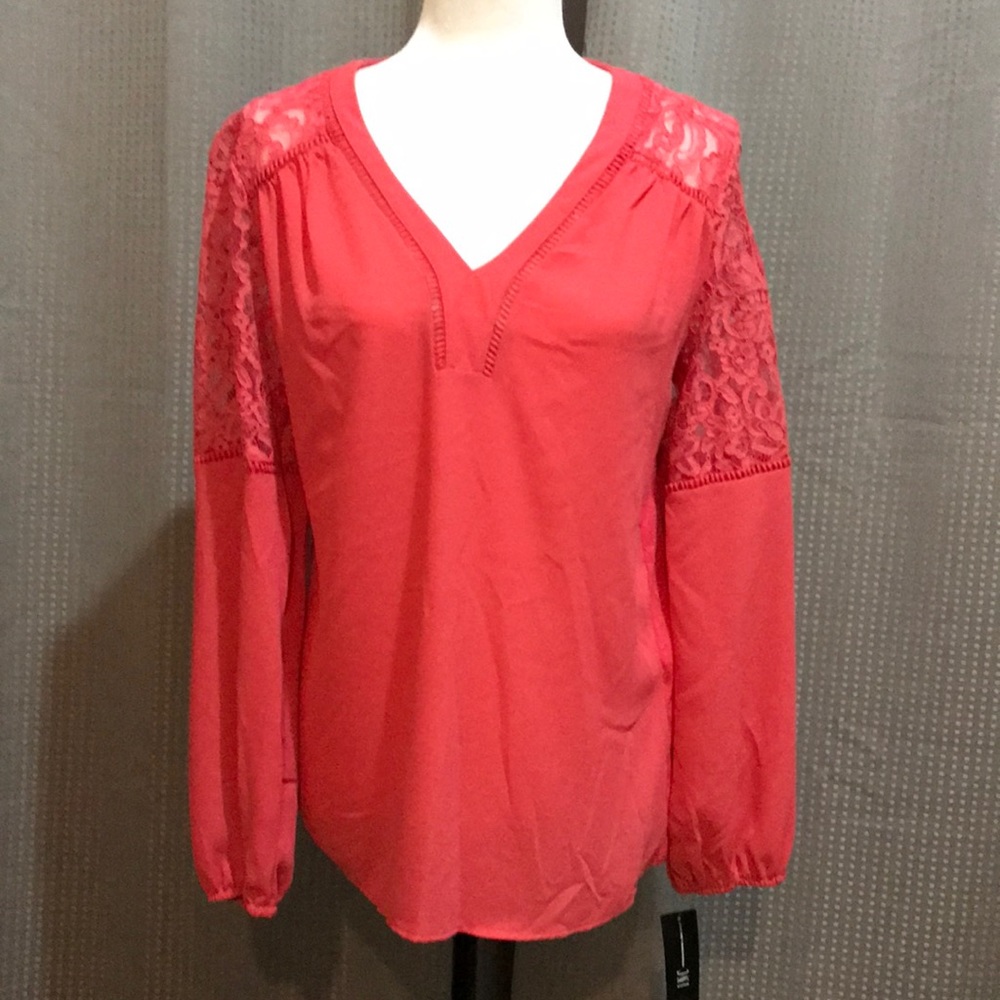 🆕INC International Concepts Coral Lace Blouse
